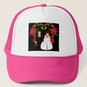 Weihnachtscouple in rosa Herzkloster I Truckerkappe