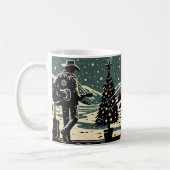 Weihnachtscowboy Block Druck Tasse (Links)
