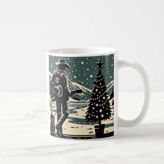 Weihnachtscowboy Block Druck Tasse (Rechts)