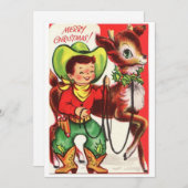 Weihnachtscowboy mit Rentier Feiertagskarte (Vorne/Hinten)