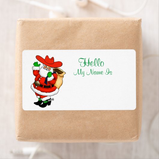 Weihnachtscowboy-Santa Name-Tag-Vorlage (Insitu)