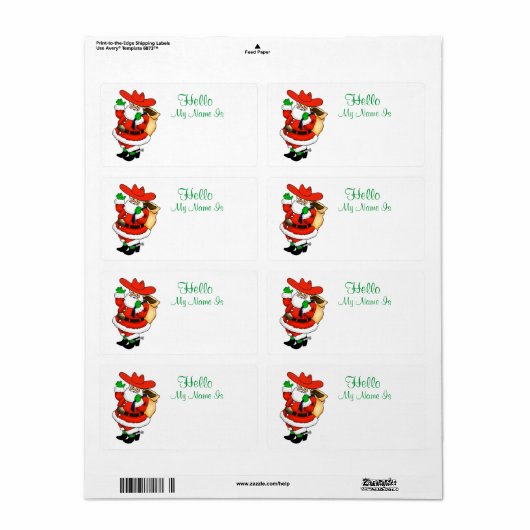 Weihnachtscowboy-Santa Name-Tag-Vorlage (Vorne)