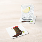 Weihnachtscowboy-Stiefel Südwestlicher Western Rechteckiger Pappuntersetzer (Vor Ort)