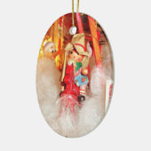 Weihnachtscowboy-Verzierung Keramik Ornament (Links)