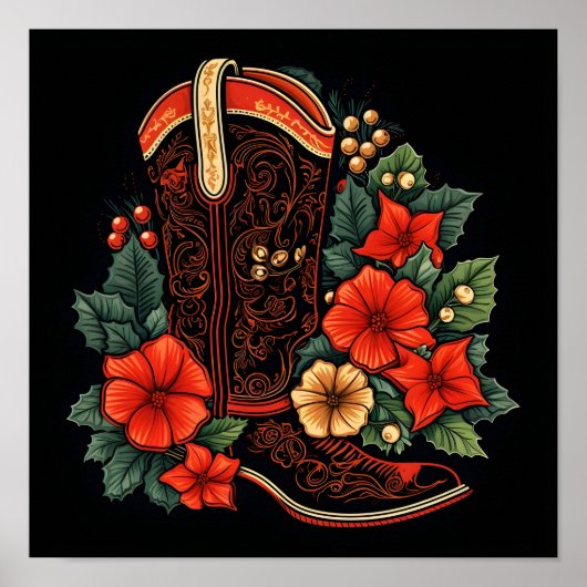 Weihnachtscowboystiefel Poster (Vorne)