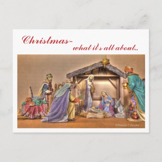 Weihnachtscreche Feiertagspostkarte (Vorderseite)