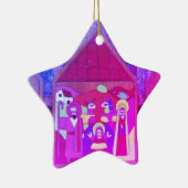 Weihnachtscreche in Miami Lila Blue Keramik Ornament (Rechts)