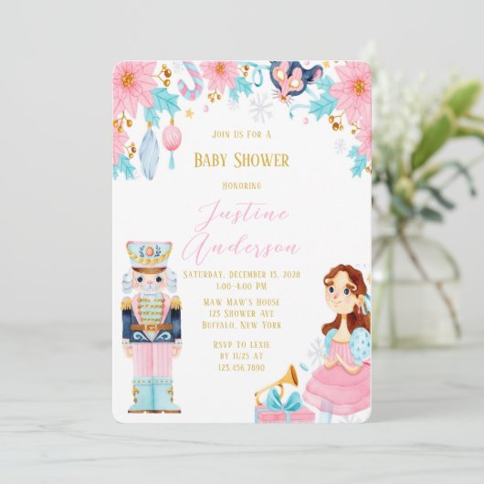 Weihnachtscreme Babydusche Einladung (Stehend Vorderseite)