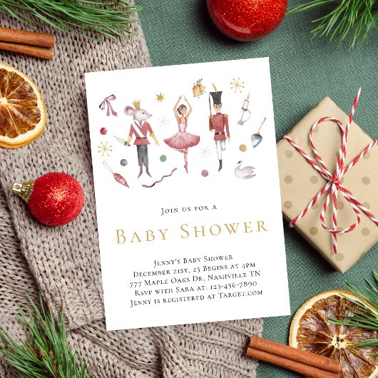 Weihnachtscreme-Babydusche Einladung