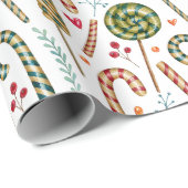 Weihnachtscreme, Berries und Süßigkeiten Geschenkpapier (Rolleneckpunkt)