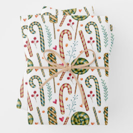 Weihnachtscreme, Berries und Süßigkeiten Geschenkpapier Set