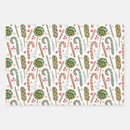 Weihnachtscreme, Berries und Süßigkeiten Geschenkpapier Set