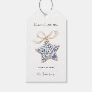 Weihnachtscreme-Blauer-Stern-Schmuck Geschenkanhänger