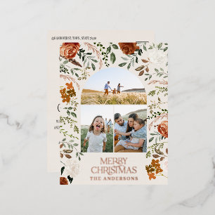 Weihnachtscreme botanisch eleganter Hirsch 3 Foto- Folien Feiertagspostkarte