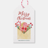 Weihnachtscreme Candy Cane und Florals Geschenkanhänger (Vorderseite)
