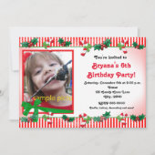 Weihnachtscreme Cane Custom Foto Party Einladung (Vorderseite)