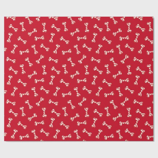 Weihnachtscreme Cane Dog Knochen Geschenkpapier (Flach)
