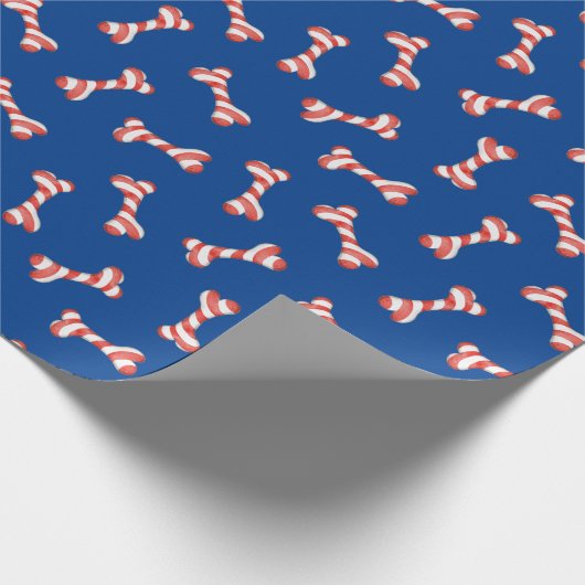 Weihnachtscreme Cane Dog Knochen Geschenkpapier (Ecke)