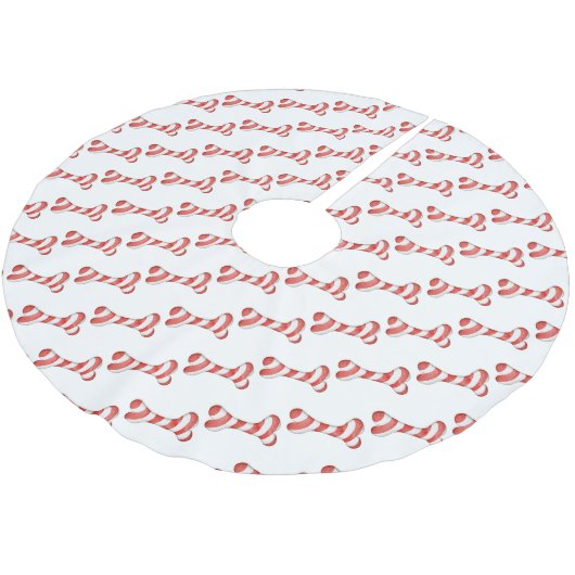 Weihnachtscreme Cane Dog Knochen Polyester Weihnachtsbaumdecke (Schrägansicht)