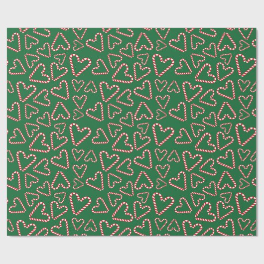 Weihnachtscreme Cane hört dunkelgrün nahtlos Geschenkpapier (Flach)