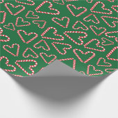 Weihnachtscreme Cane hört dunkelgrün nahtlos Geschenkpapier (Ecke)