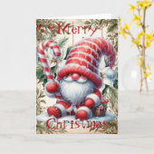 Weihnachtscreme Cane Icing Gnome Karte (Gelbe Blume)