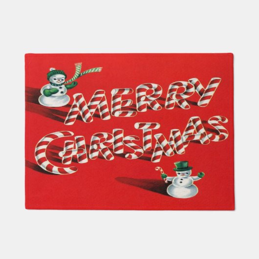 Weihnachtscreme Cane und Snowman Doormat Fußmatte (Vorderseite)