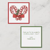 Weihnachtscreme Cane Vielen Dank Note Card Mitteilungskarte (Vorne/Hinten)