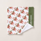 Weihnachtscreme Canes Badetuch Set (Waschlappen)