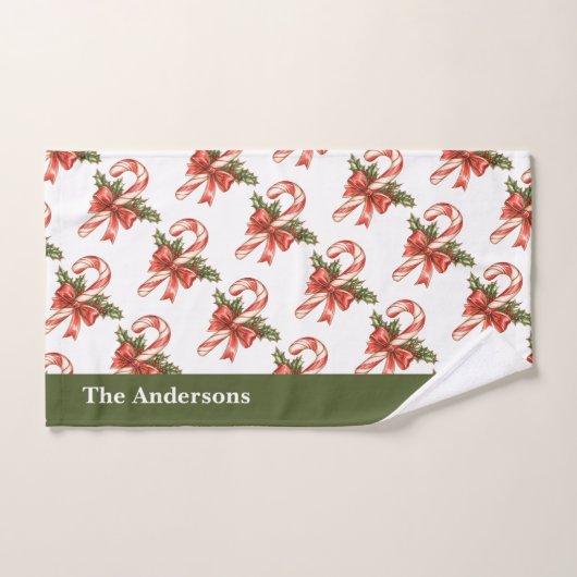 Weihnachtscreme Canes Badetuch Set (Handtuch)