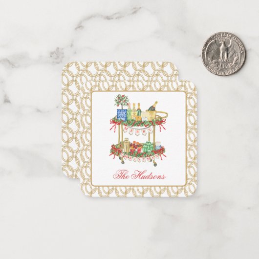 Weihnachtscreme Champagne Bar Kartonschließung Mitteilungskarte (Vorderseite/Rückseite Beispiel)