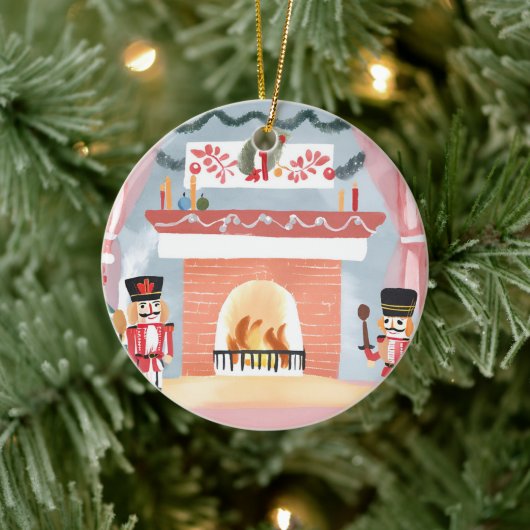 Weihnachtscreme-Feuerplatz | Merry Watercolor Keramik Ornament (Baum)