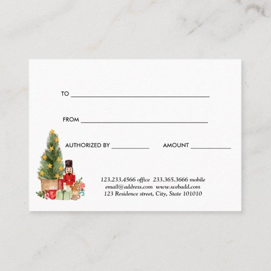 Weihnachtscreme-Geschenkgutschein Rabattkarte (Rückseite)