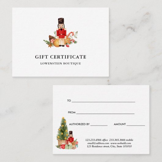 Weihnachtscreme-Geschenkgutschein Rabattkarte (Vorne/Hinten)