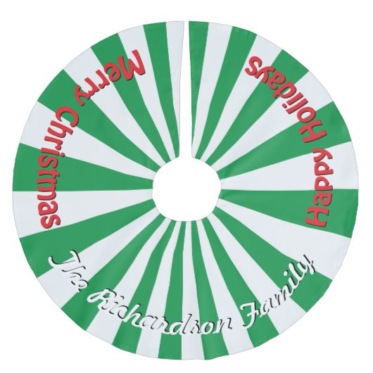 Weihnachtscreme Grün IHR NAME HIER Baumrock Polyester Weihnachtsbaumdecke (Vorderseite)