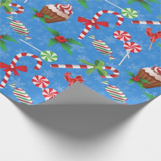 Weihnachtscreme, Lollipop und Kuchen Geschenkpapier (Ecke)