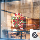 Weihnachtscreme mit dekorativem Band Fensteraufkleber (Café-Fenster)
