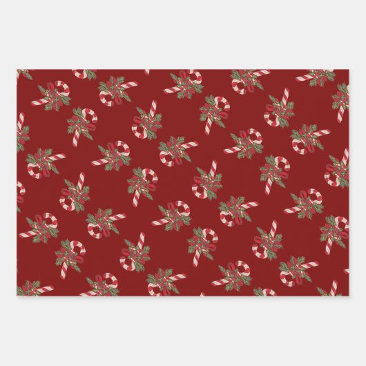 Weihnachtscreme mit dekorativem Band Geschenkpapier Set (Vorderseite)