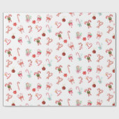 Weihnachtscreme, Ornamente, Rote Poinsettia Geschenkpapier (Flach)