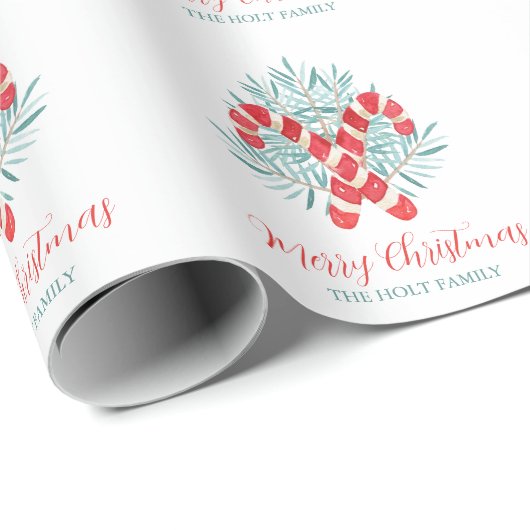 Weihnachtscreme Personalisiert Candy Cane Geschenkpapier (Rolleneckpunkt)