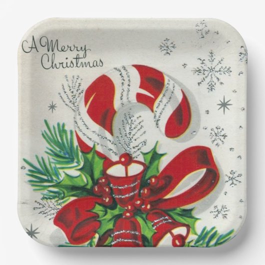 Weihnachtscreme Retro Party Platte Pappteller (Vorderseite)