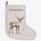 Weihnachtscreme Rosa Hirschname Großer Weihnachtsstrumpf (Vorderseite)