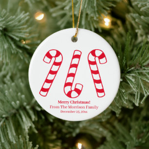 Weihnachtscreme Rot & Weiß individuelle Name niedl Keramik Ornament