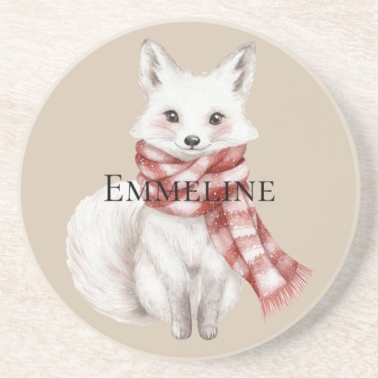 Weihnachtscreme Rot Weißer Pfefferminzfuchs und Hi Getränkeuntersetzer (Vorne)