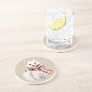 Weihnachtscreme Rot Weißer Pfefferminzfuchs und Hi Getränkeuntersetzer