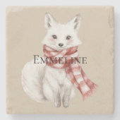 Weihnachtscreme Rot Weißer Pfefferminzfuchs und Hi Steinuntersetzer (Vorderseite)