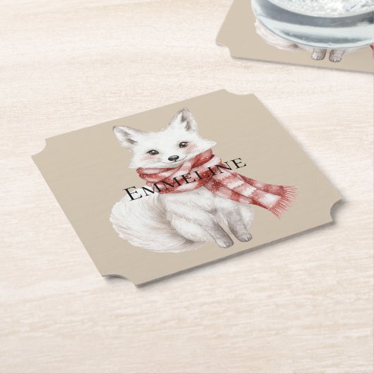 Weihnachtscreme Rot Weißer Pfefferminzfuchs und Hi Untersetzer (angewinkelt)