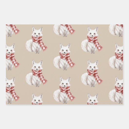Weihnachtscreme Roter Peppermint Fox Deh Geschenkpapier Set (Vorderseite)