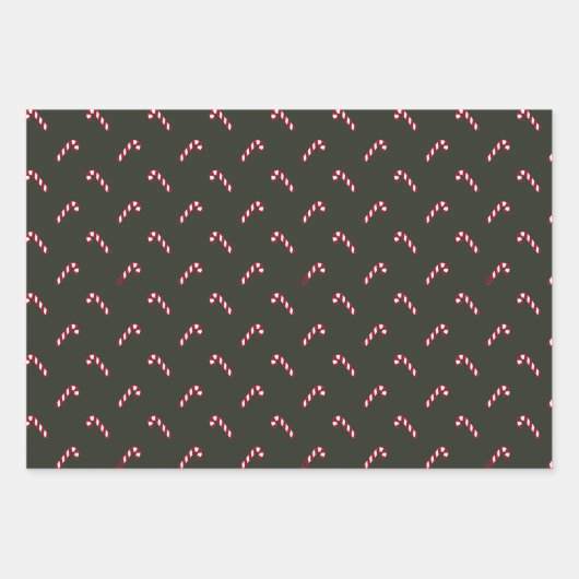 Weihnachtscreme schwarz Kieferngrün niedlich Geschenkpapier Set (Vorderseite)