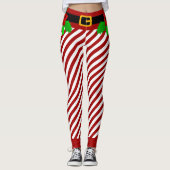 Weihnachtscreme-Streifen Leggings (Vorderseite)